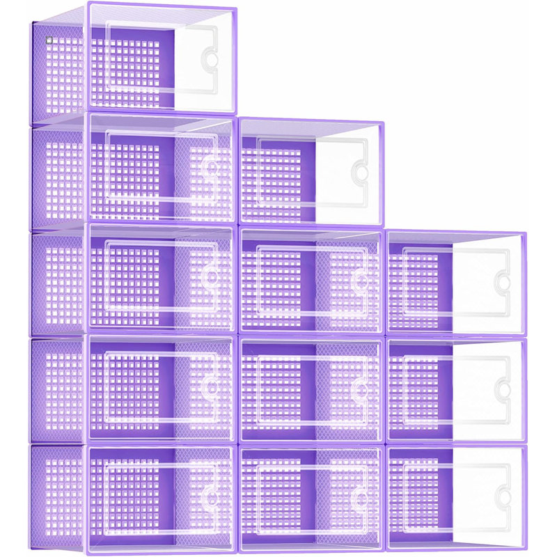 Stackable Shoe Organizers With Flip-Top Lids, Clear Plastic Shoe Storage Bins For Closet Or Under Bed, Ventilated And Durable Design For Easy Access And Space-Saving