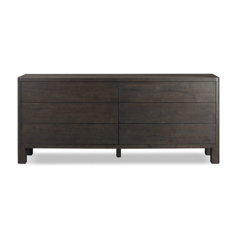 Noeline 6 Drawer Dresser-Worn Oak, Smoked Black Oak