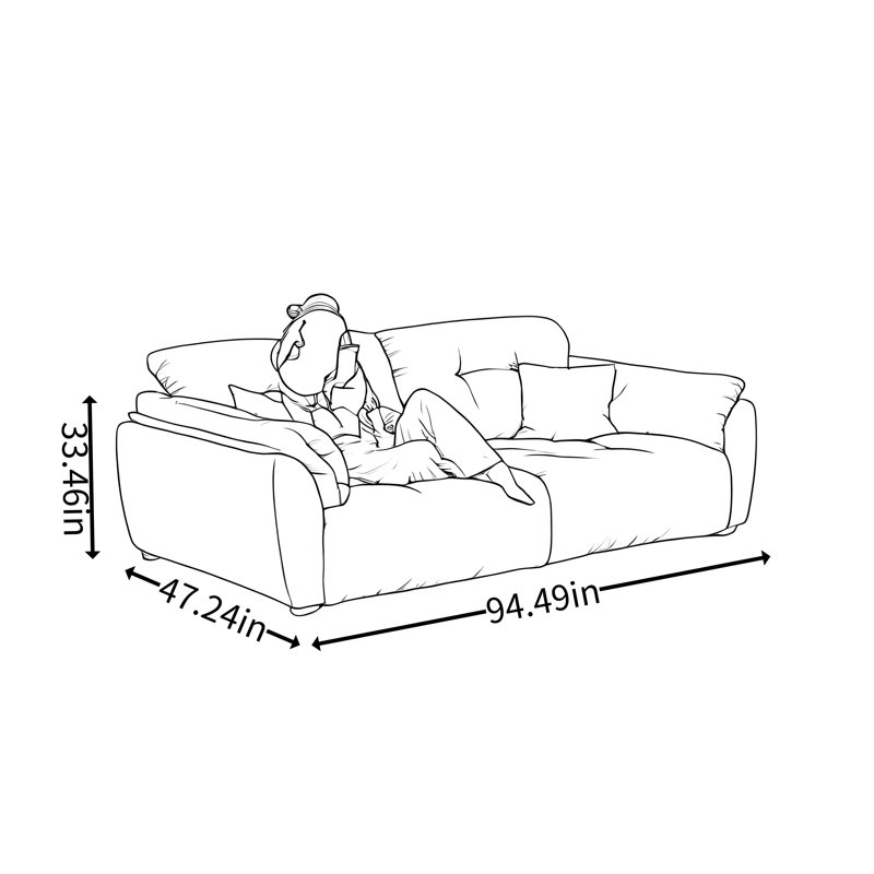 Canapé de salon à dossier réglable, 2, H 33,46 po x l 94,49 po x P 47,24 po