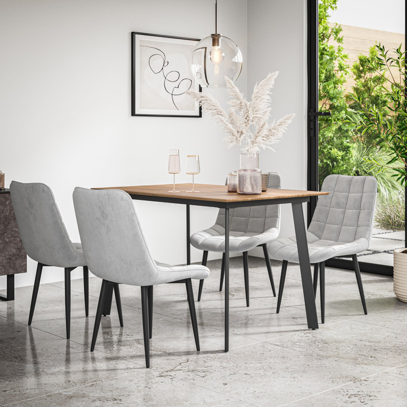 Danyll 6 - Person Dining Set, Oak/Black/Grey