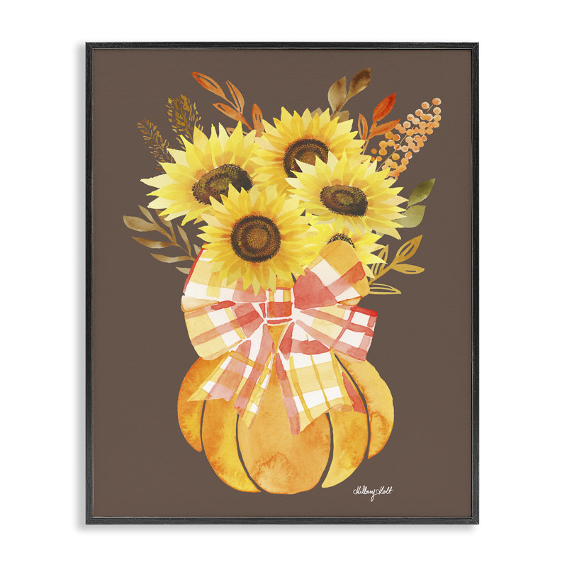 Bouquet de citrouilles d'automne, giclée encadrée, design par Hillary Holt, H 20 po x l 16 po, Giclée encadrée noir minuit