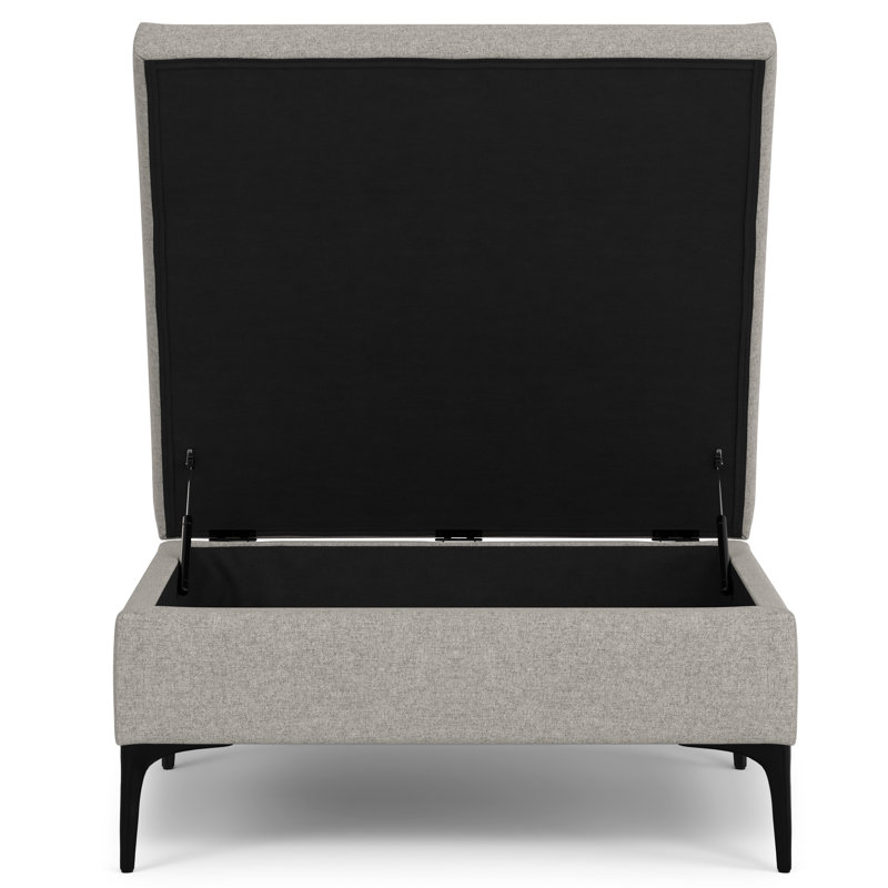 Rebecca 36"W Upholstered Square Coffee Table Storage Ottoman with Lift-Top Lid, Cloud Gray