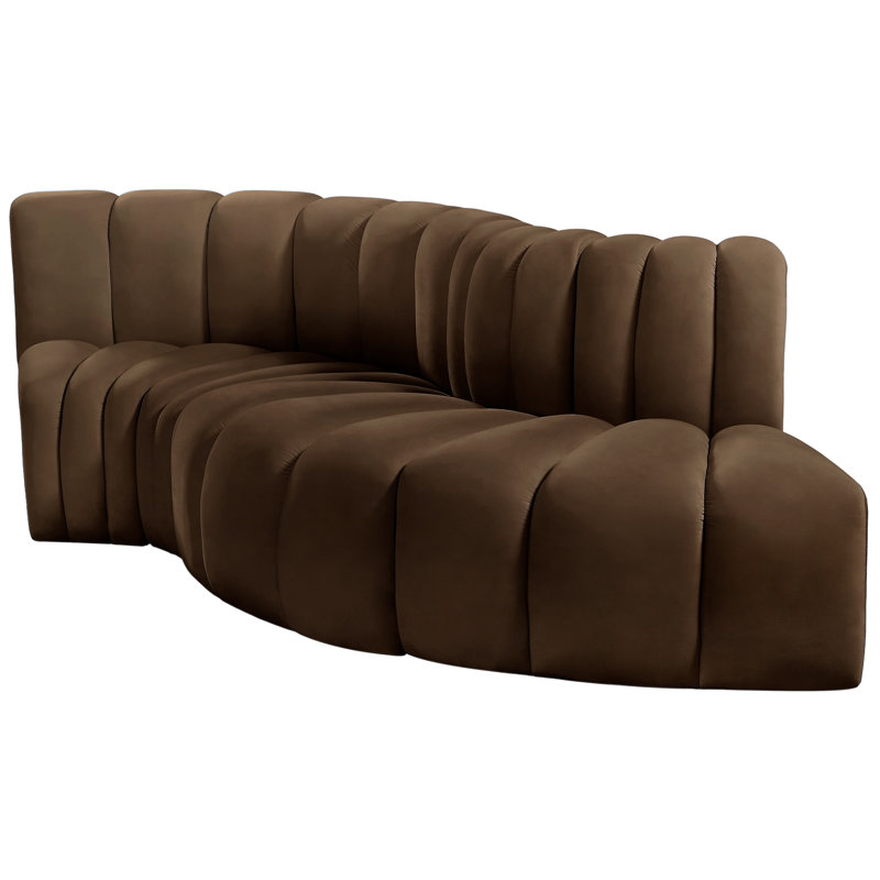 Houssam Upholstered Curved Sectional Reversible, Brown Velvet