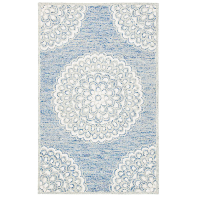 Pezanetti Hand Tufted Wool And Cotton With Latex Oriental Rug, Rectangle 5' x 8'