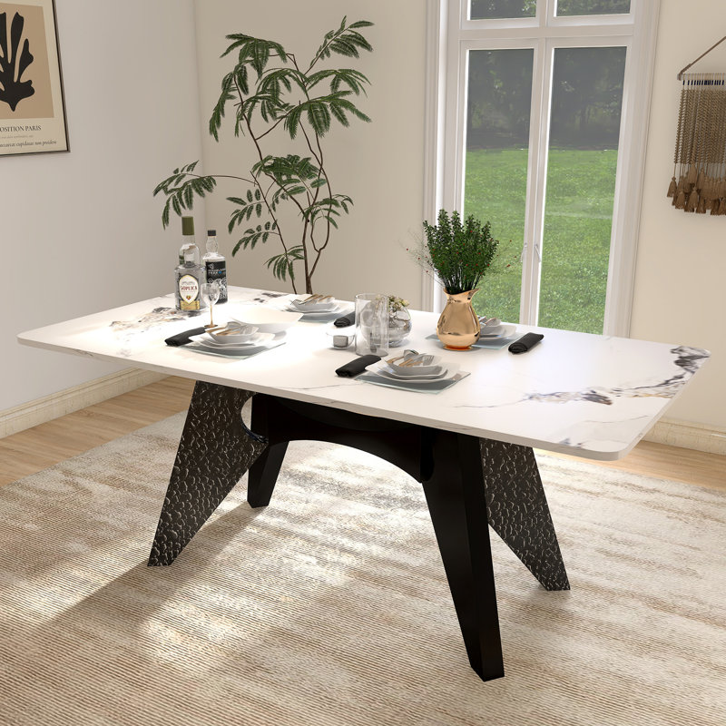 Marble Dining Table For Kitchen, 29.92"H x 71"L x 35.4"W