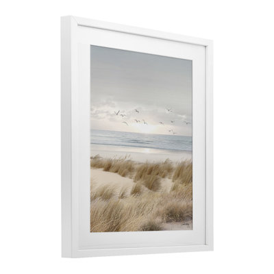 Coastal Dreams Seagulls Framed Print Under Glass, design by Amber Sterling
