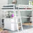 Hadi Multifunctional Full Wooden Loft Bed with Desk and 2 Drawers-369601987