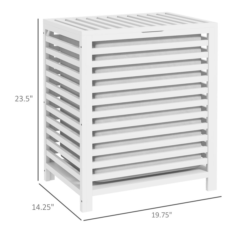 HOMCOM Bamboo Laundry Hamper With Lid, 23.5" H x 19.8" W x 14.3" D, White
