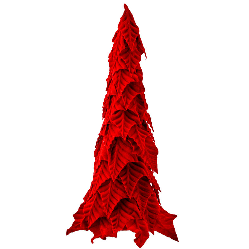 Arbre à cône velours poinsettia, 27", Rouge