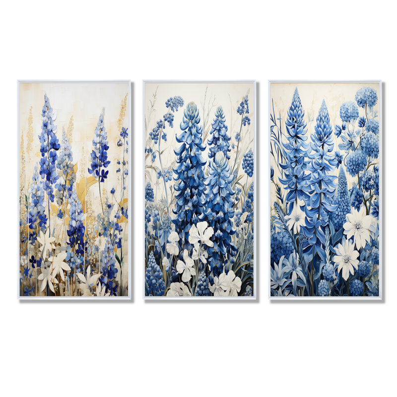 Blue Bonnets Simplicity Meadow, H 28 po x l 36 po, Cadre flottant blanc