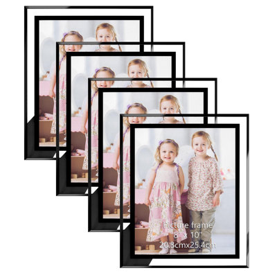 Paquet de 4 cadres de verre 8 x 10 transparents avec rayures noires