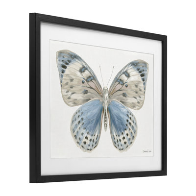«Blue & White Butterfly», reproduction sous verre encadrée, par Danhui Nai