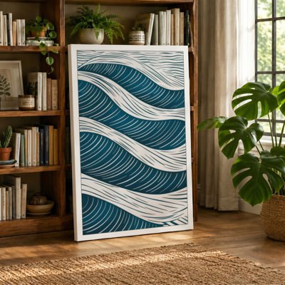Undulating Waves Minimalist 1 Piece Wrapped Canvas Wall Art