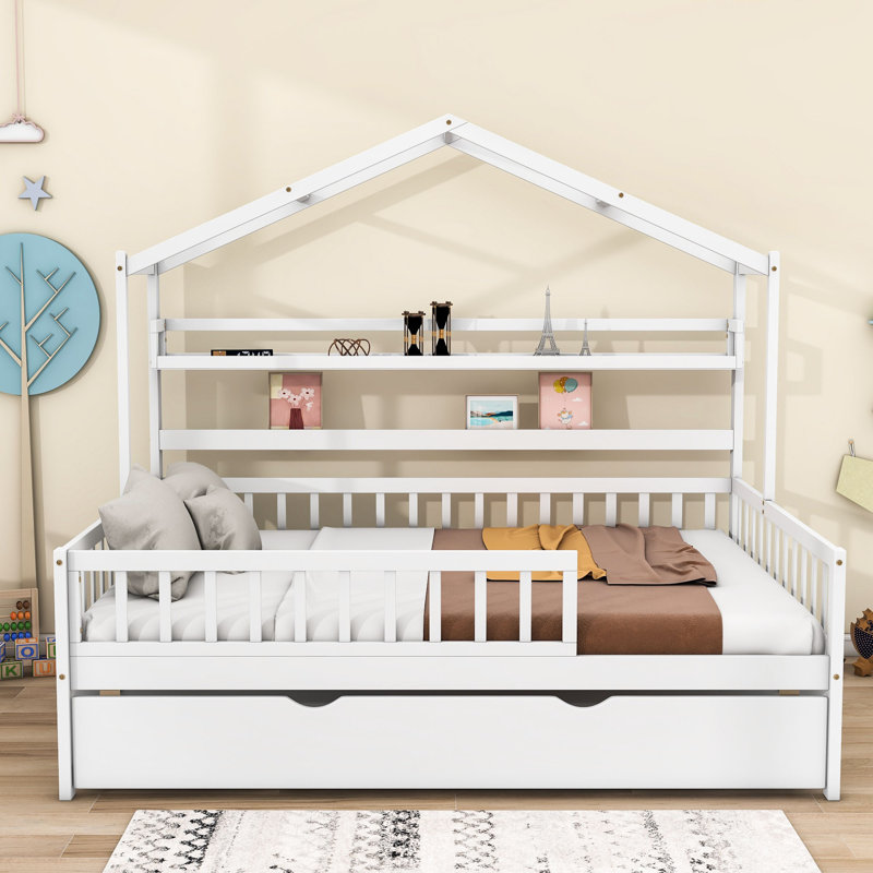 Lit avec lit gigogne et tablette Verdia, Double, Blanc