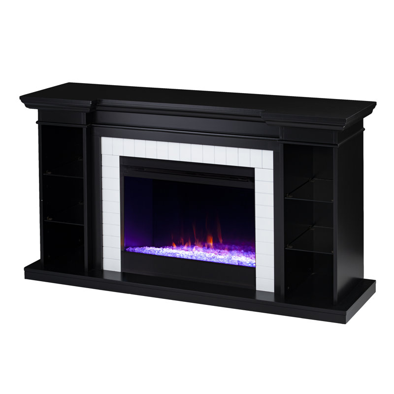 Shilpa Color Changing Fireplace with Bookcase