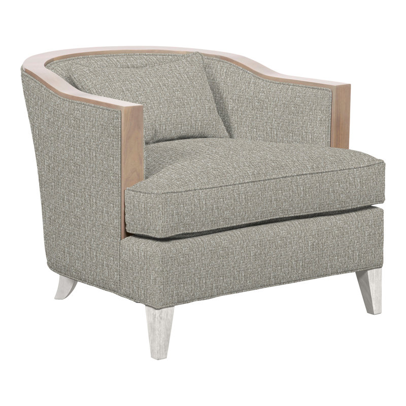Thom Filicia Home Upholstered Barrel Chair, Casa Blanca, Tarbee Pebble Polyester Blend