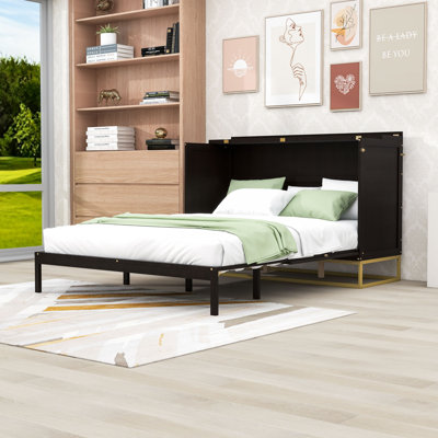 Elegant Queen Size Murphy Bed with Faux Drawer Design