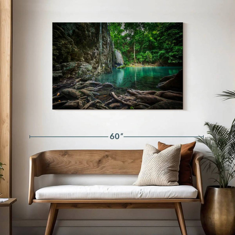 Paysage de cascade Kavia Erawan, H 30 po x l 45 po