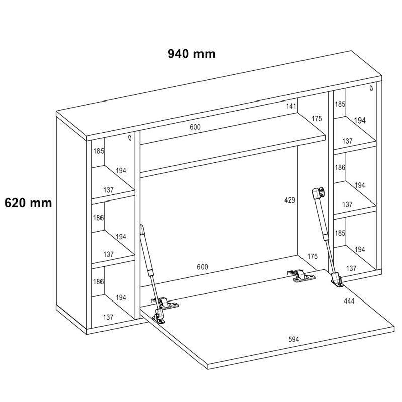 Rosiclare Floating Desk, White Gloss