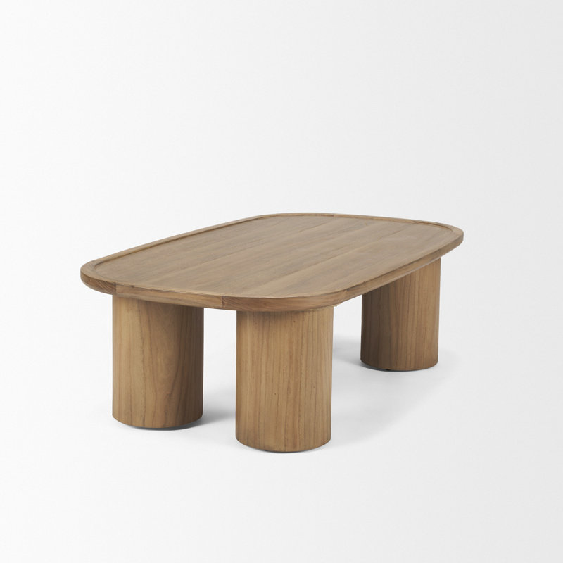 Kedra Rectangular Natural Brown W/ Column Legs Coffee Table