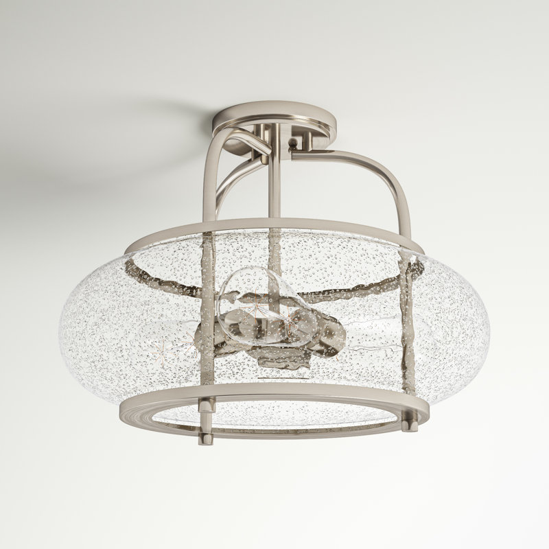 Spofford Glass Semi Flush Mount, Brushed Nickel