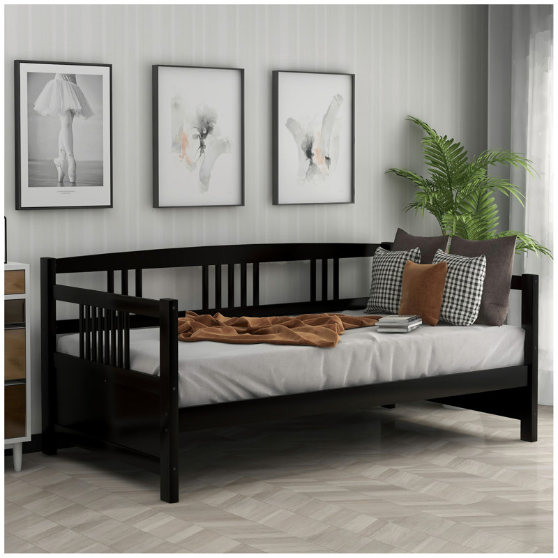 Lit de jour moderne en bois massif, multifonctionnel, Espresso