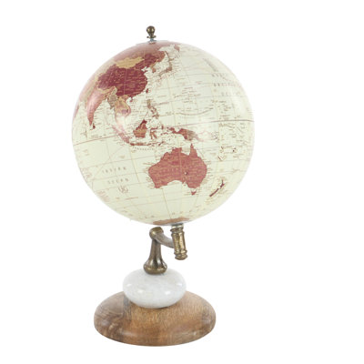 Mango Wood Educational/Geographic Earth Cream Globe