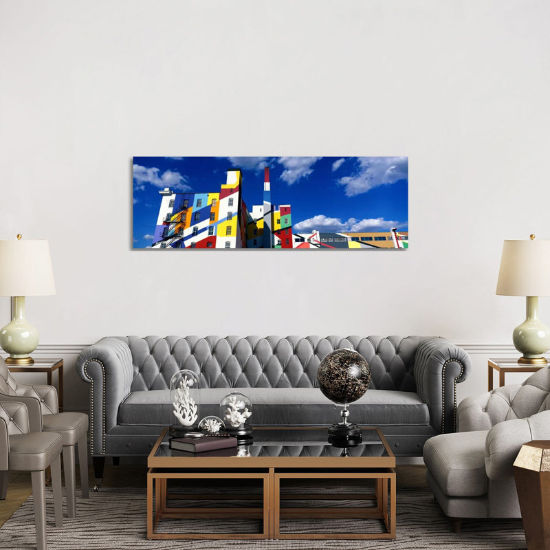 Building With Geometric Decorations, Minneapolis, Minnesota, USA - Wrapped Canvas Panoramic Print