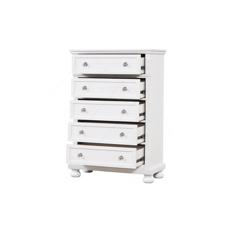 Commode verticale avec boutons décoratifs et pieds en oignon, Blanc