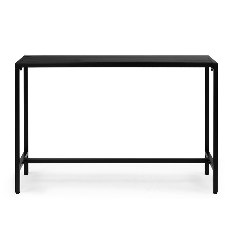 Table de bar d'extérieur rectangulaire en acier de 55 po de largeur avec pieds réglables