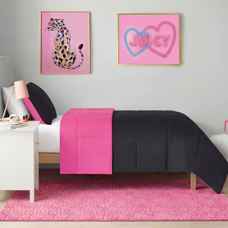 Juicy Couture Metallic Leopard Plush Rugs, 4' x 6', Hot Pink
