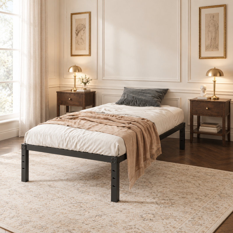 14 Inch Queen Bed Frame with Headboard, Metal Platform Bed with Underbed Storage Noise-Free, Easy Assembly, No Box Spring Needed, Black