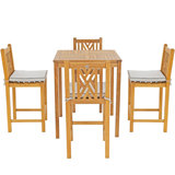 Outdoor 5 - Piece Teak Bistro Set with Cushions