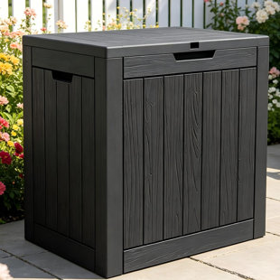 30 Gallons Water Resistant Resin Lockable Deck Box, Outdoor Weather-Resistant Resin Storage Deck Box, Large Lockable Capacity, Versatile Deck Outdoor Storage Bench