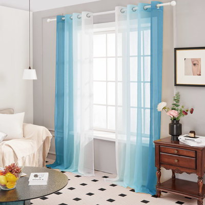 Modern Grommet Ombre Sheer Curtains (Set Of 2)