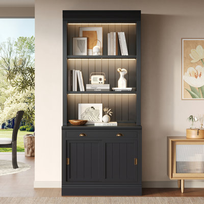 83.4"Tall Bookshelf Suite with LED Lighting