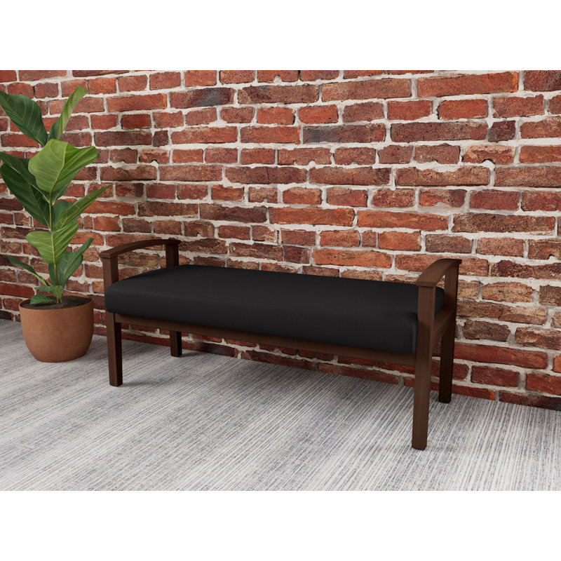 Banc en bois massif Amherst, Noyer Riftwood, Visite libre noire