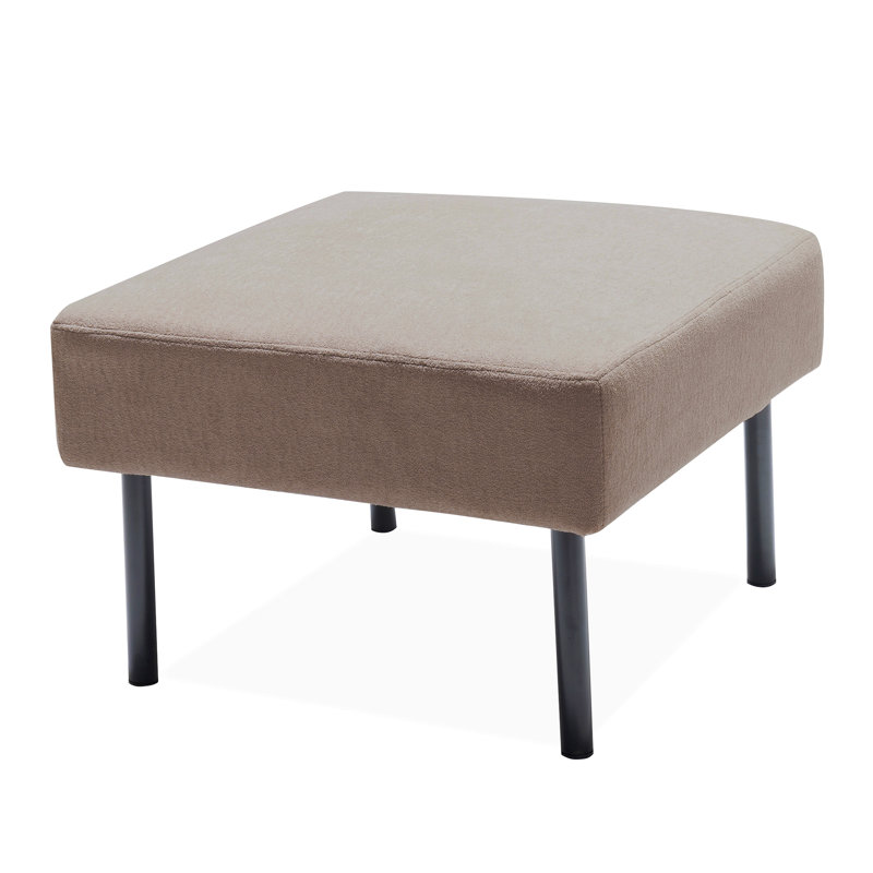 Fabric Square Ottoman With Four Legs, Beige