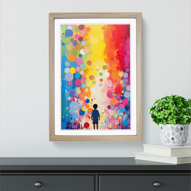 Kids Colour Field - Single Picture Frame Print on Wood, Oak Framed, 46cm H x 34cm W