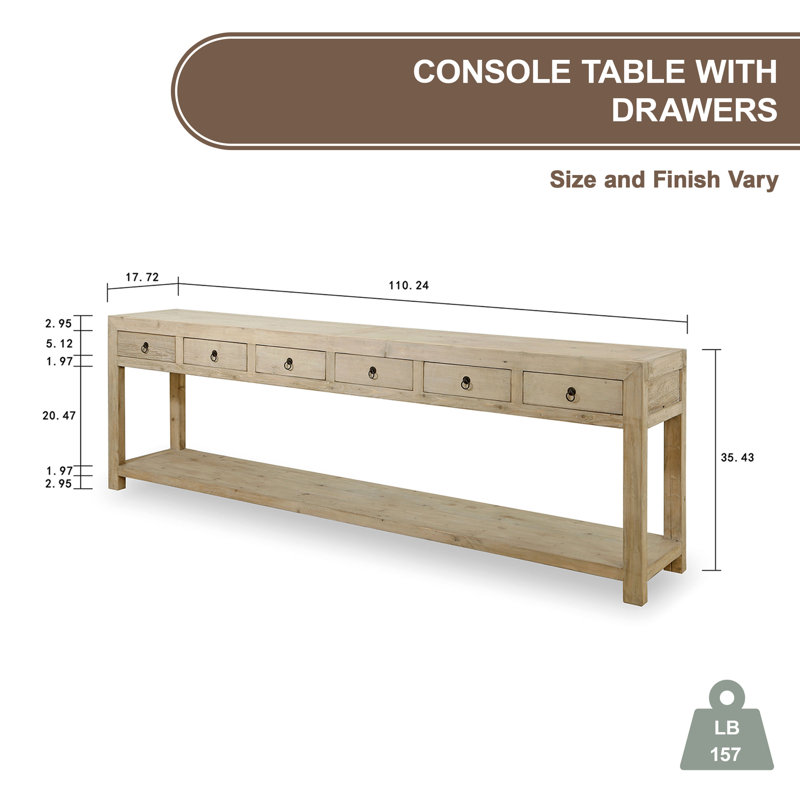 110'' W Solid Wood Console Table