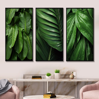 «Emerald Exotic Embrace Palmscape», ensemble de 4 impressions sur palmiers et palmiers