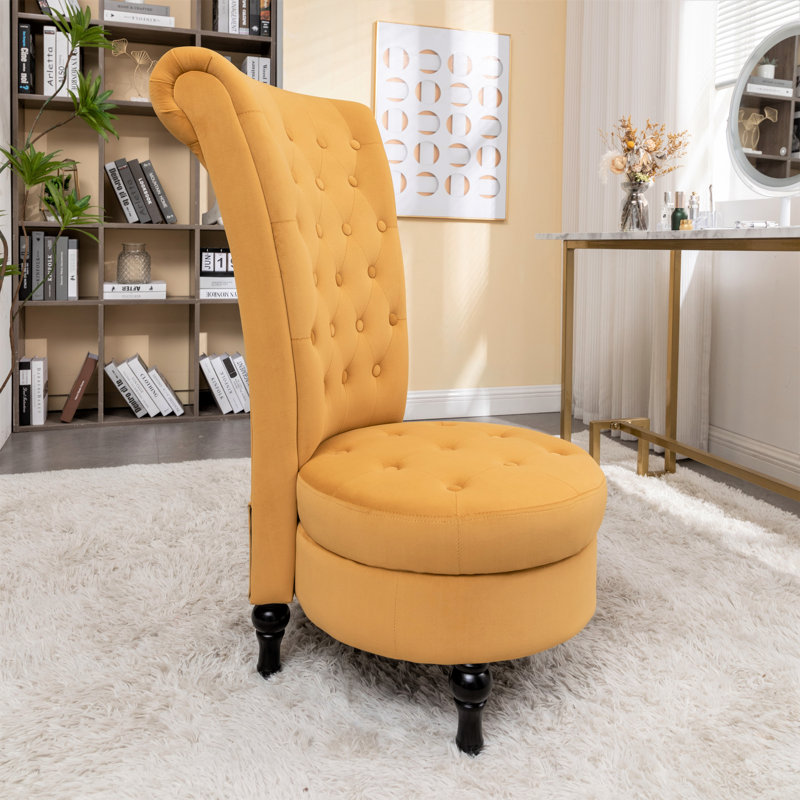 Fulviah Velvet Slipper Chair, Mustard Yellow Velvet