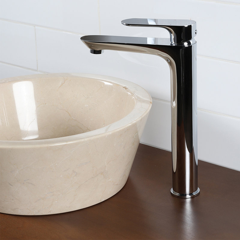 Flou Deck-Mount Single Hole Bathroom Faucet with Drain Assembly, Polished Chrome