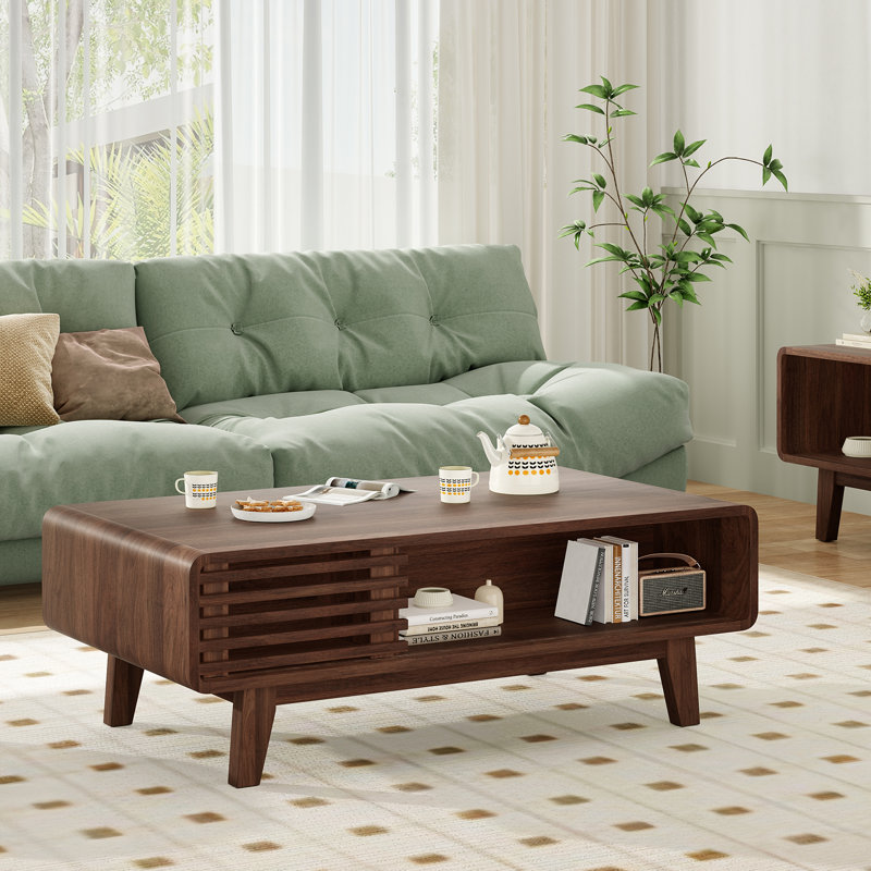 Modern Coffee Table With Storage, Brown