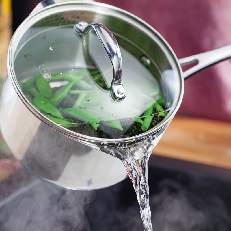 Stellar 7000 18/10 Stainless Steel Saucepan with Glass Draining Lid, 1.6L