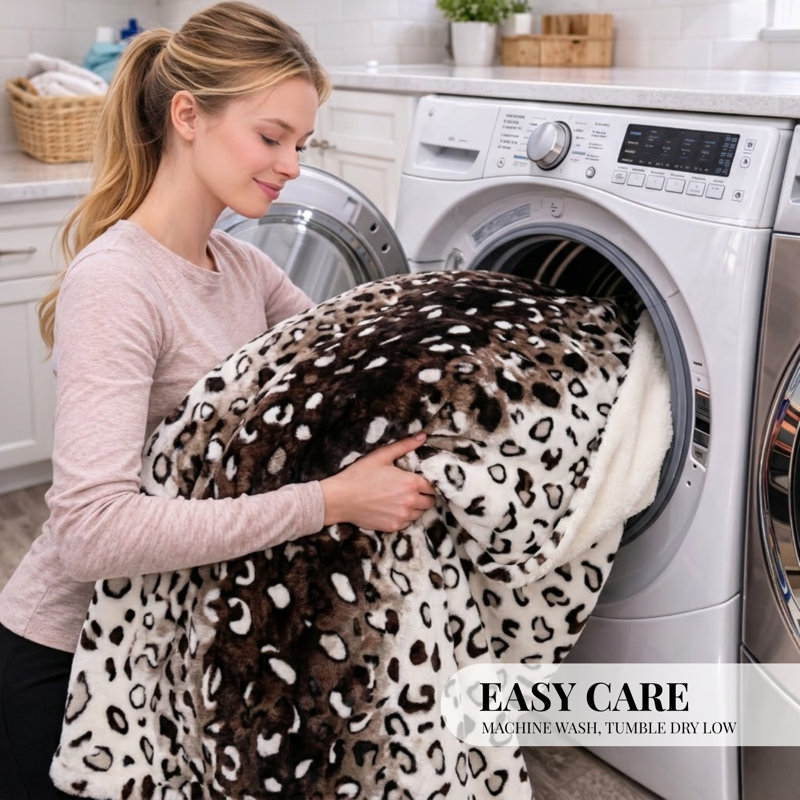 Super Fuzzy, Soft, And Cozy Queen Blanket, Brown Leopard Animal Print