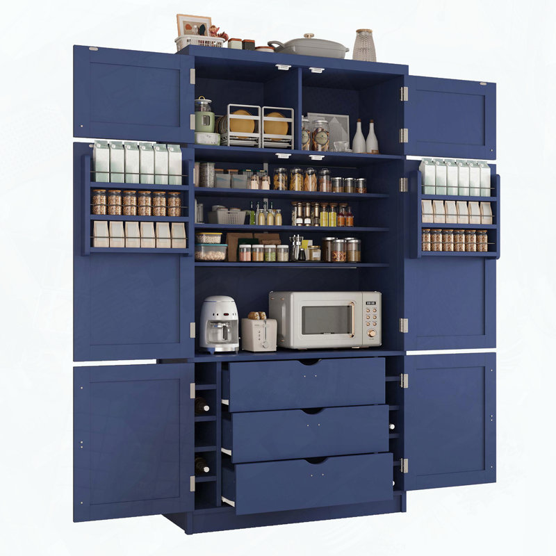 Grand garde-manger autoportant pour grande cuisine, Bleu
