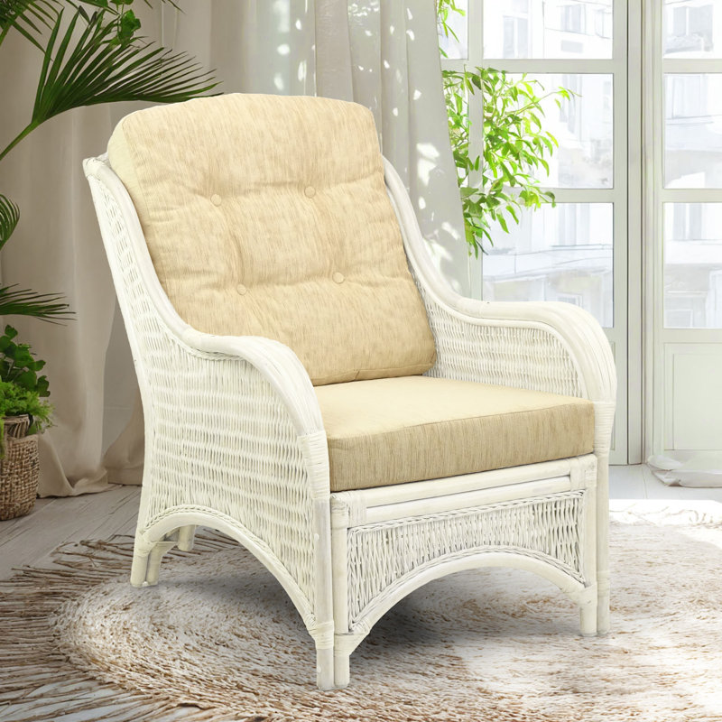 Boba Upholstered Armchair, White, Cream Polypropylene/Olefin