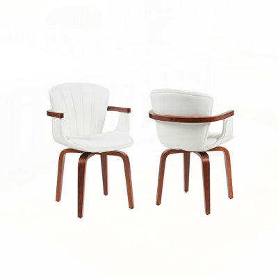 Mid-Century Modern Bentwood Swivel Dining Chairs Set of 2