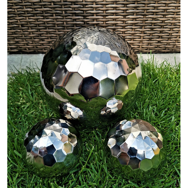Charisa Stainless Steel Gazing Ball, 3, 25cm H x 55cm W x 55cm D